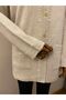Beaded Knitwear Stylish Patterned Mother's Cardigan with Pearl Detail / Cream - 5