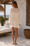Women's batwing sleeve open knit cardigan - natural - 4