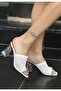 Akva white knit transparent heeled evening slippers 8 cm - 4