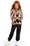 Modern Romance Plush Lined Flower Patterned Hooded Girl's Coat - 3