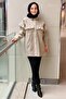 Ruffle Detailed Front Snap Button Cashmere Jacket - 3