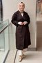 Double-Breasted Collar Open Front Belted Lined Trench Coat - 2