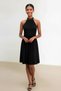 Teen Girls Halter Neck Satin Fabric Lined Black Evening Dress Wedding Graduation Dress Elastic Back Stylish Evening Dress 13-15 Age - 3
