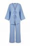 Double Tie Front Kimono Set with Pants - Ice Blue