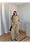 Stone Bat Sleeve Waist Blouse Loose Trousers Set - 650008
