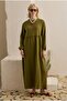 Muslin Dress Oil Green