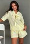 Yellow Tie-Dye Detailed Women's Shirt Shorts Set Mg2864 - 4