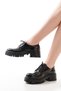 Zri̇n-754 Premium Black Patent Leather Lace-Up Orthopedic High-Sole Loafer - 7