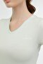 W-ct132 Basic Modal V Nec Pastel Green Women's Short Sleeve T-shirt - 4