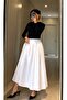 Premium Elastic Waist Pocket Poplin White Skirt - 3