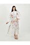 Cream Lavinya Floral Patterned Belted Long Sleeve Dress Tns-9001 - 5