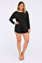 Women's Large Size Black Viscose Shorts Jumpsuit 65n30455 - 5