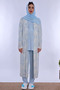 Effortt Maternity Pajama Set with Hijab, Soft Textured Cotton Robe - Blue - 3