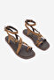 Women's Cross-Strapped Ankle-Tie Buckle Casual Sandals Solveta Tan Suede - 5