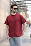 Burgundy Embroidery Detailed Men's T-Shirt E7112 - 2