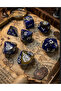 مجموعة من 7 قطع من نرد DND EPOXY Frp، نرد DND للعبة Dungeons And Dragons، نرد ألعاب الطاولة، رخام أزرق بني