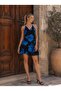 Women's Degaje Collar Floral Patterned Strappy Mini Dress - 3