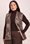 Women's Coffee Sand Floral Patterned Pocketed Buttoned Knitted Mother's Vest - 2