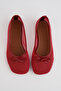Red Bow Detailed Mesh Women's Ballerinas