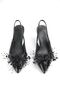 Noir Flexible Soft Non-Slip Sole (4/6 cm) Black Patent Leather Handmade Bead Detailed Open Elastic Women's T-Strap - 4