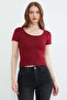 Basic U Neck Cropped T-Shirt - 7
