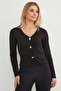 V-Neck Blouse with Metal Accessories - 4