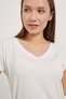 Women's Loose Summer V-Neck Casual Viscose Ecru T-Shirt - 2