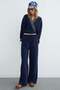 Elastic Waist Pocket Muslin Fabric Trousers - 3