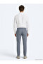 بنطلون كتان مريح ذو قصة فضفاضة من القماش الأزرق - 5