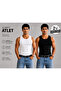 Slimfit Halter Neck Ribbed Men's Athlete Singlet Flexible Fabric Structure Black and White Color Double Set