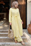 Gathered Buttoned Yellow Tunic Set - 4