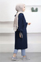 6348- Comfortable and Stylish Zippered Pocket, Sleeve Tie Detail, Soft Modal Fabric, Long Hooded Women's Tunic - 3