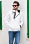White Zipper Detailed Hooded Sweatshirt 1767