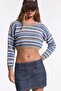 Women's Trendy Hole Casual Blue Crop Sweater
