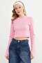 basic Bluză crop cu guler rotund degete - 2