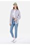 Relaxed Fit Shirt Neck Checked Women's Blue Long Sleeve Shirt - 3