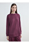 Two Mt Shop Quality Lcw Modest Plum Interlock Plain Oversize Women's Sweatshirt Tunic