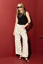 Polka Dot Patterned Zippered Palazzo Jeans