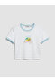 Xside White Crew Neck Printed Women's Crop - 5
