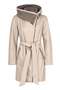 Beige Julia Knitwear Hooded Belted Genuine Women's Leather Coat - 7