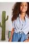 Girl's Striped Cropped Shirt 10-16 Years Old Blue