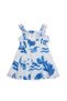 Girl's Blue Abstract Floral Patterned Strappy Summer Dress 2-8 Years Blue - 3