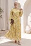 Gathered Lace Floral Yellow Dress - 4