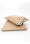 Beige Colored Lamb Wool Filled Quilted Pillow Cushion, Natural Cotton Fabric 50X70 cm (2 Pieces) - 2