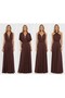 Women's Sleeveless Long Evening Dress with Flare Skirt with Different Tie Collar