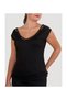 Rope Detailed V-Neck Mercerized Black T-shirt - 3