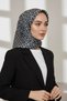 100% twill silk geometric pattern black - smoky colored 90x90 scarf sewing method: hand stitching - 5
