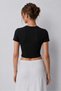 Women's 3-Pack Black Ribbed Crew Neck Ribbed Knit Cropped Blouse - 7