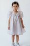 Girl's Evening Dress, Watermelon Sleeves, Bow Detail, Pearls, 1-6 Years, Powder