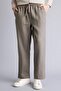 100% Linen Loose Fit Ankle Length Khaki Trousers G1397Ax26Sm - 4